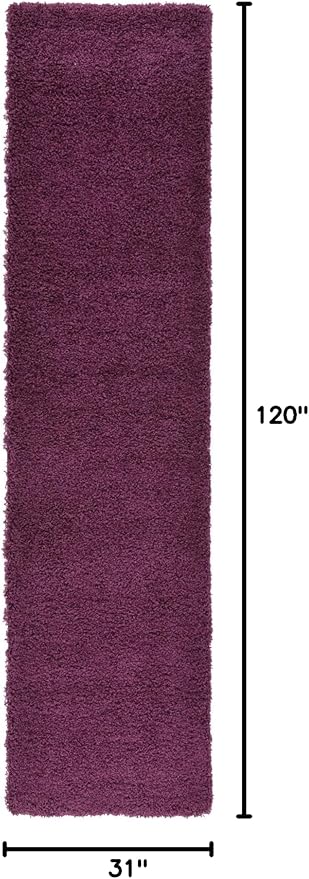 Unique Loom Solid Shag Collection Area Rug (2' 7" x 10' Runner, Eggplant Purple)