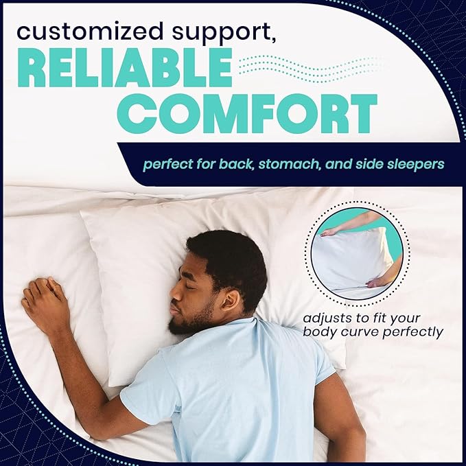 EnerPlex King Size Memory Foam Pillows - Pack of 2 - Adjustable Fill for Sleeping w/Extra Stuffing - CertiPUR-US Certified - Removable Viscose from Bamboo Cover - Machine Washable Firm Cushioning
