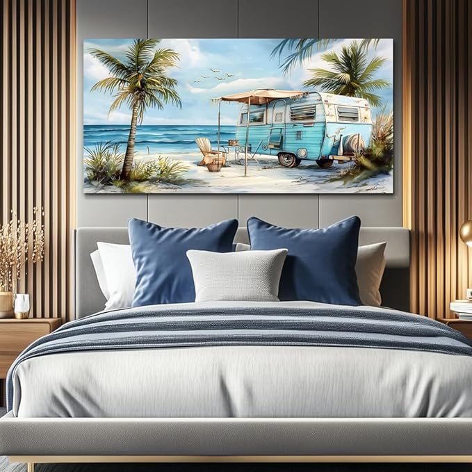ERQINHUA Large Wall Decor For Living Room Canvas Wall Art For Office Bedroom Aesthetic Marine Beach Landscape Wall Painting Artwork Pictures Modern Beach Posters Ready To Hang Home Decor 30"x60"