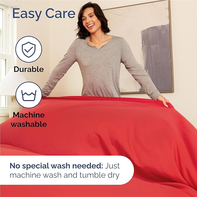 Twin XL 4 Piece Sheet Set - Cooling, Comfy & Breathable - Hotel Luxury Bedding, Includes Fitted Sheet for Women, Men, Kids and Teens - 1 Flat, 1 Fitted Sheet, 2 Pillowcases with Deep Pockets - Red