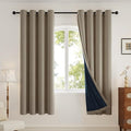 100% Blackout Curtains for Bedroom, Thermal Insulated Curtains 63 Inch Length Curtain 2 Panels, Soft Farmhouse Linen-Look Textured Full Light Blocking Room Darkening Drapes, W52xL63, Taupe