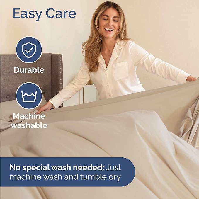 Twin 4 Piece Sheet Set - Cooling, Comfy & Breathable - Hotel Luxury Bedding, Includes Fitted Sheet for Women, Men, Kids and Teens - 1 Flat, 1 Fitted Sheet, 2 Pillowcases with Deep Pockets - Wheat