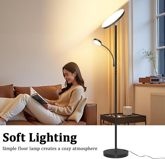 Floor Lamp-42W/4200LM Super Bright Floor Lamp,Dimmable 2-in-1 LED Floor Lamp with Reading Light,69" Tall Standing Lamp with Remote & Touch Control,Modern Floor Lamps for Bedroom,Living Room,Office