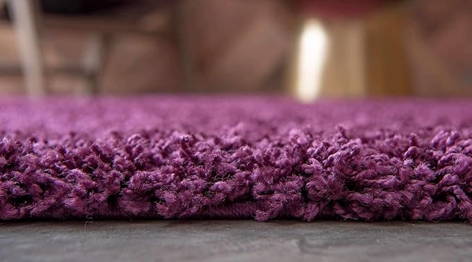 Unique Loom Solid Shag Collection Area Rug (3' 3" x 5' 3" Rectangle, Eggplant Purple)