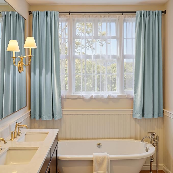 Lazzzy Velvet Blackout Curtains Thermal Insulated Room Window Drapes Super Soft Luxury Curtains for Living Room Bedroom Rod Pocket 2 Panels, Misty Blue, 52" W x 72" L