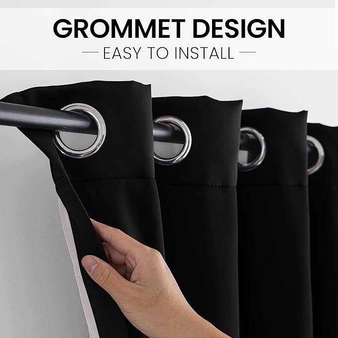 3-in-1 Layers Soundproof Curtains,Grommet Full Blackout Thermal Noise Dampening Curtains for Living Room, Bedroom(1 Panel,Black,50" x84")