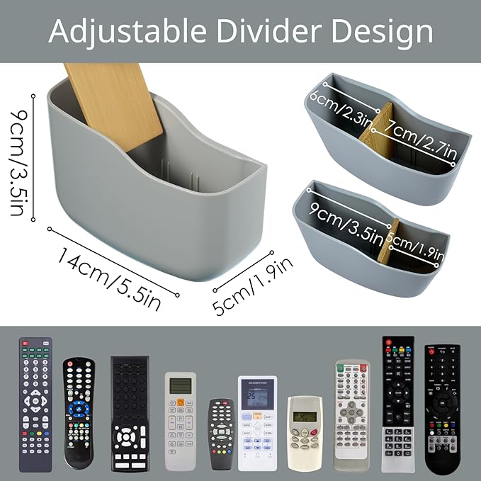 LINFIDITE 2 Pack TV Remote Holder Wall Mount Remote Control Holder for Bed Universal Bedside Wall Remote Holder Caddy Organizer Hole-Free Remote Control Holder (For 2 Or 3 Remote Controls–Gray