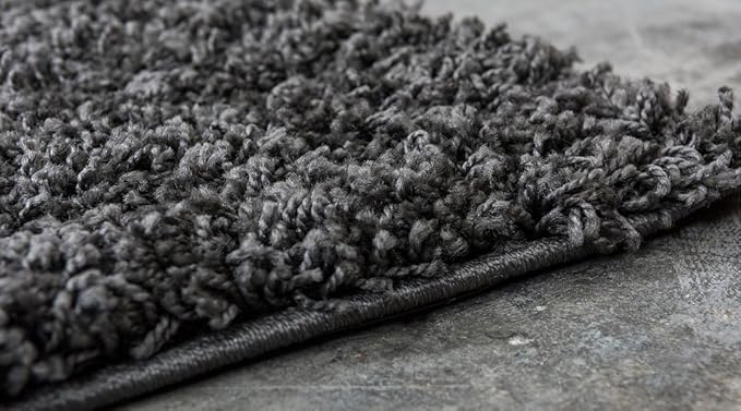 Unique Loom Solid Shag Collection Area Rug (5' 1" x 8' Rectangle Graphite Gray)