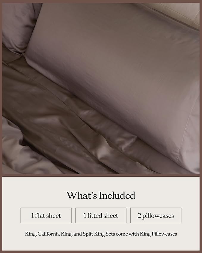Cozy Earth Luxury Bed Sheet Set - 100% Viscose from Bamboo Fabric, Ultra-Soft & Breathable, Fits Regular & Deep Pocket Mattresses up to 20" - 5 Pieces Split King Sheet Set Walnut