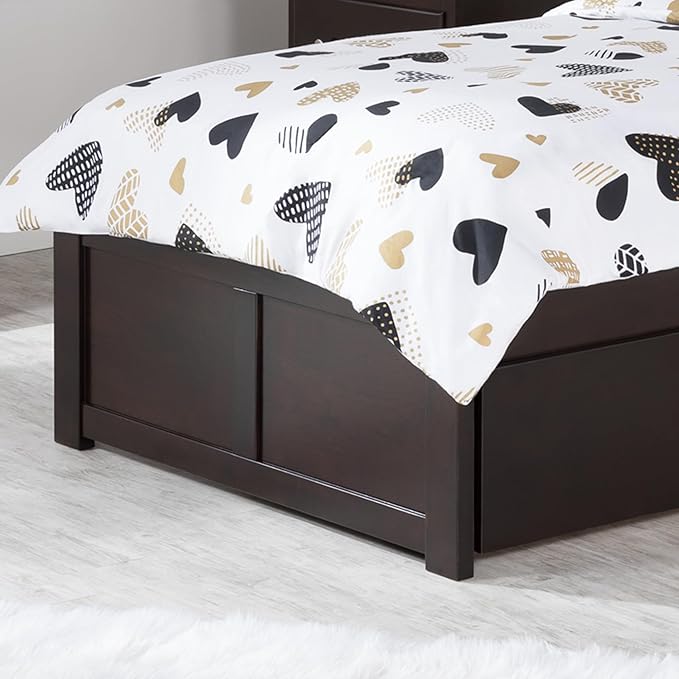 AFI Concord Twin Size Platform Bed with Footboard & Twin Trundle in Espresso