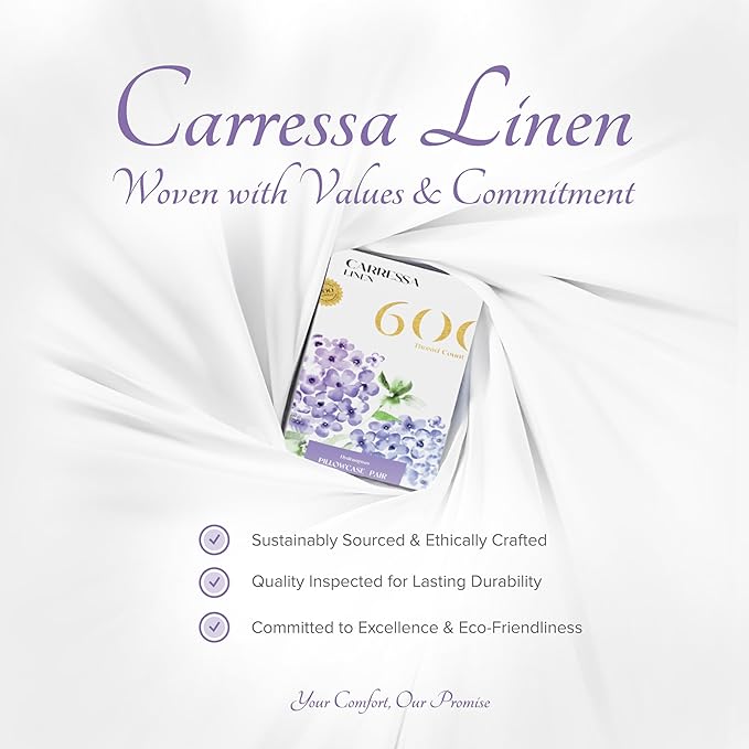 Carressa Linen 100% Egyptian Cotton Pillow Cases Queen Size Set of 2 - Luxury 600 Thread Count Taupe Standard/Queen Size Pillowcases, Silky Soft, Cooling Sateen Weave Hotel Quality Bed Pillow Cover
