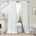 Blackout Curtains 108 Inch Long 2 Panels Burg Sound Curtains Noise Reducing Heavy Drapes 108 Inches Length Faux Linen Farmhouse Floor to Ceiling Curtain for Living Room Office Back Tab 9 ft Tall White