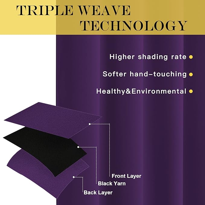 NICETOWN Blackout Curtains & Drapes - Privacy Thermal Efficiency Backdrop Curtains for Bedroom Room Divider Living Room Patio Sliding Glass Door, Wide 80 x Long 144 inch, Royal Purple, 1 Panel