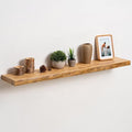 fuqing Live Edge Floating Shelves for Wall 40 inch, 8 Inch Deep Solid Elm Wood Floating Wall Shelves - Rustic Wooden Shelves with Invisible Brackets for Living Room Bedroom Kitchen, 1 Pack, Natural