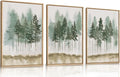 LHIUEM Foggy Pine Tree Framed Canvas Wall Art,Abstract Green Forest Wall Decor,Watercolor Nature Misty Forest Art Print for Living Room, Bedroom,Dining Room, Office-16''x24''x3