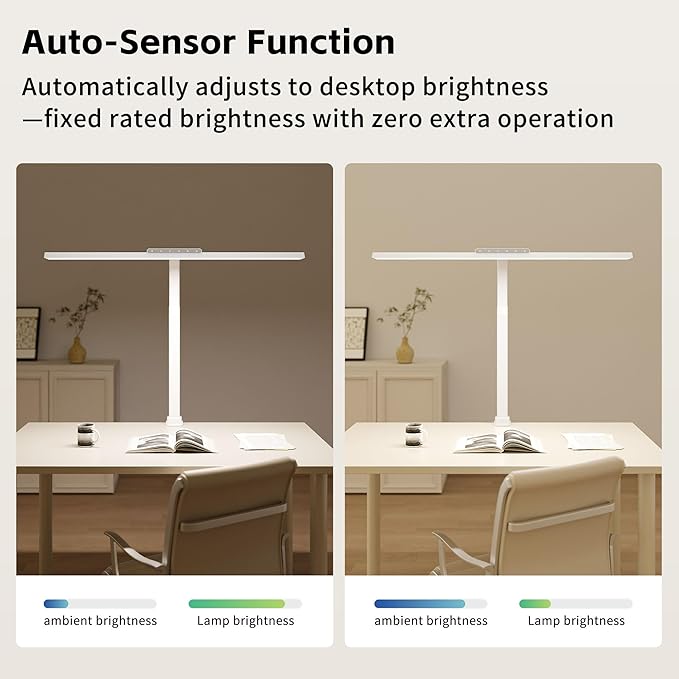 Desk Lamp with Clamp, LED Eye-Caring Clip on Desk Lights for Home Office, Tall Touch Control Dimmable Computer Light with Color Changing, 24W Brightest Architect Desktop Lamp for Screen, White