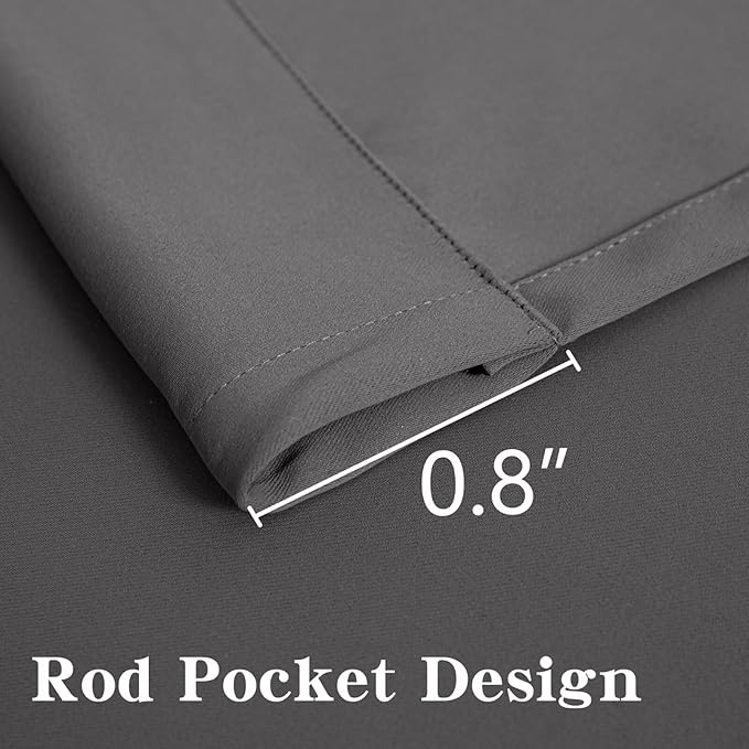 Blackout Curtains for Bedroom 1 Panel, Custom Curtains Thermal Insulated Light Grey, Rod Pocket Room Darkening Drapes for Living Room Windows Luxury Decor(Custom Size,Light Grey)