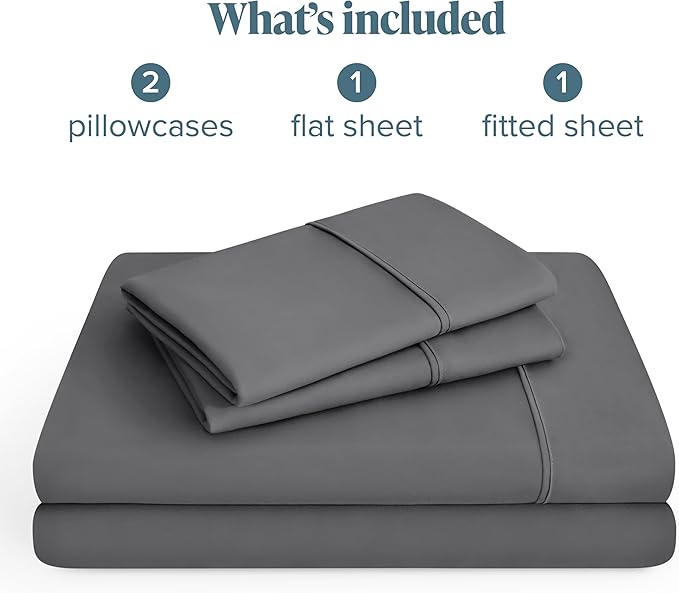 Bare Home Hotel Luxury Twin XL Sheet Set, Extra Soft - 4 Piece Set - Deep Pockets - Easy Fit - Cooling & Breathable - Wrinkle, Fade, Stain Resistant - Includes 2 Pillowcases (Twin XL, Grey)