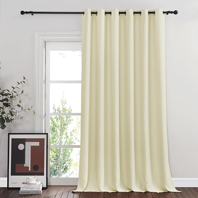 NICETOWN Blackout Sliding Glass Door Curtains, Room Darkening Thermal Insulated Curtains for Living Room Bedroom, Extra Wide Window Drapes, 1 Panel, W80 x L118, Beige