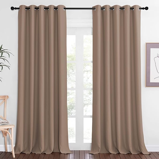 NICETOWN Blackout Bedroom Curtain 102 inches Length, Grommet Thermal Insulated Light Blocking Sound Proof Window Drape Extra Long Luxury for Living Room (Cappuccino, W66 x L102, 1 Panel)