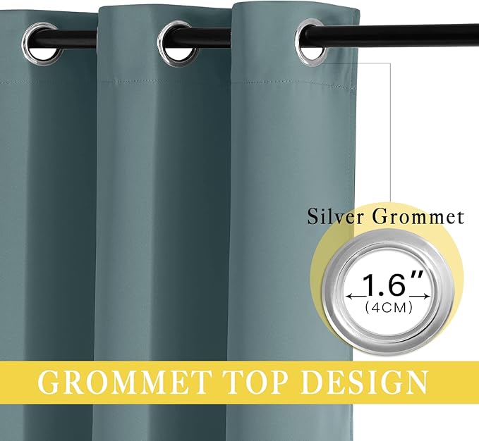 NICETOWN Greyish Blue Sliding Door Curtain for Bedroom, Blackout Patio Door Curtain Room Divider Privacy Thermal Grommet Window Treatment for Living Room, 1 Panel, W80 x L90