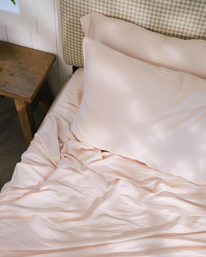 Cozy Earth Luxury Bed Sheet Set - 100% Viscose from Bamboo Fabric, Ultra-Soft & Breathable, Fits Regular & Deep Pocket Mattresses up to 20" - 4 Pieces Queen Sheet Set - Peony