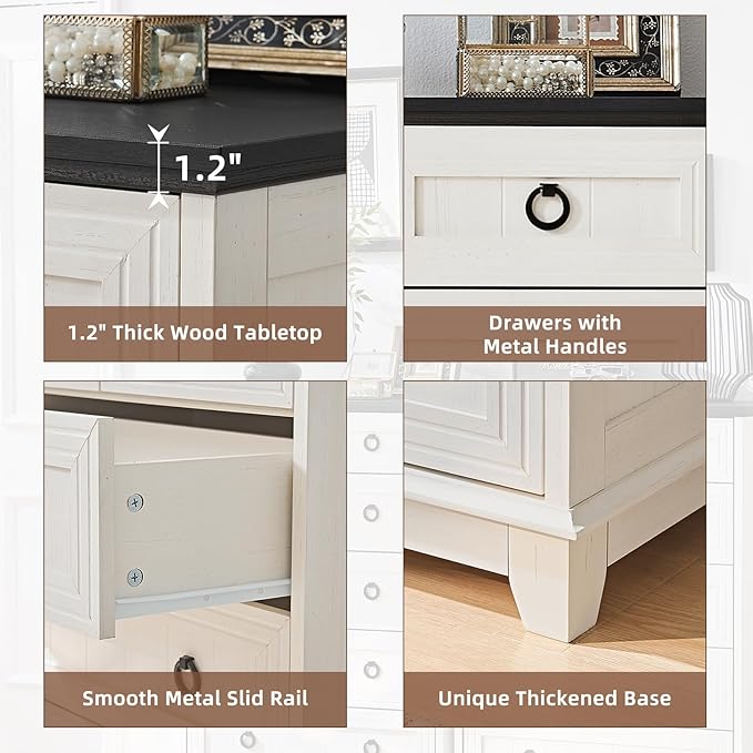 Farmhouse 6 Drawer Dresser for Bedroom, 41" Tall Small Dressers & Chest of Drawers, Rustic Wood Dresser with Metal Handle, Storage Organizer Closet for Living Room, Hallway, Entryway