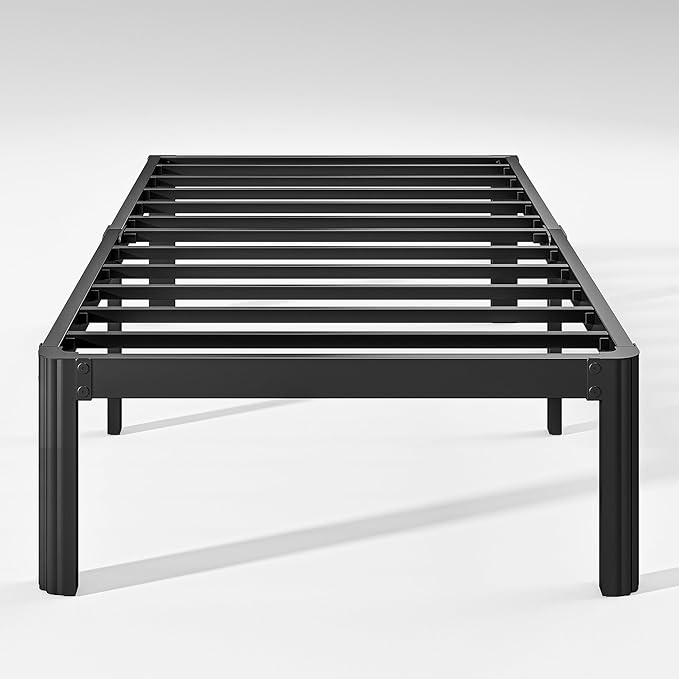 Hunlostten 12" Heavy Duty Twin Bed Frame No Box Spring Needed, Metal Platform Bed Frame Twin with Round Corners, Easy Assembly, Noise Free, Black