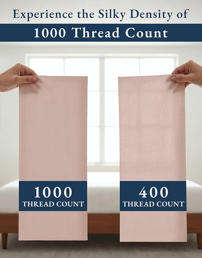 LANE LINEN Luxury 100% Twin XL Sheets Set Cotton - 1000 Thread Count, Eco Friendly Oeko-Tex Certified No Pill Fade Resistant Fully Elasticized Machine Washable Cotton Twin XL Bed Sheet - Sepia Rose