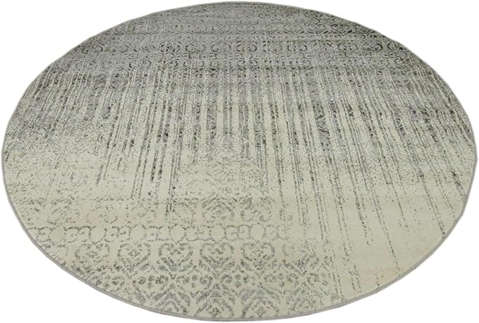Unique Loom Del Mar Collection Area Rug - Jennifer (7' 10" Round, Gray/ Black)