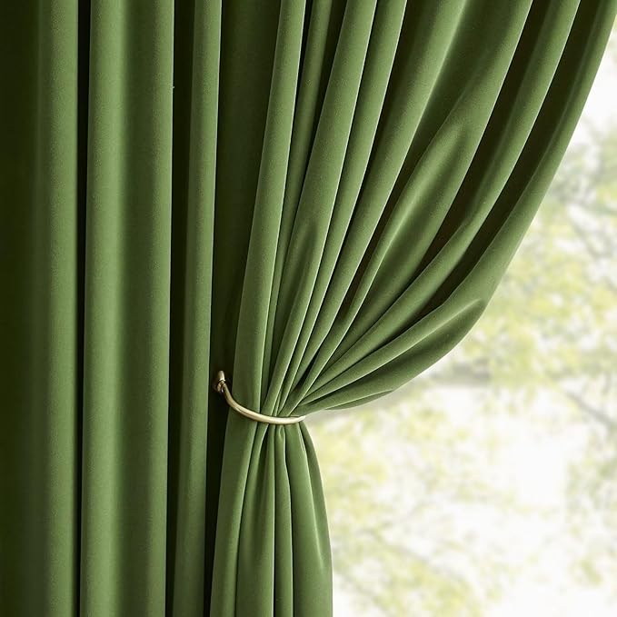 Joydeco Green Velvet Curtains 72 inch 2 Panel, Room Darkening Super Soft Velvet Drapes for Bedroom Living Room Thermal Insulated Window Drapes, Luxury Blackout Rod Pocket Curtains,W52 x L72 inch
