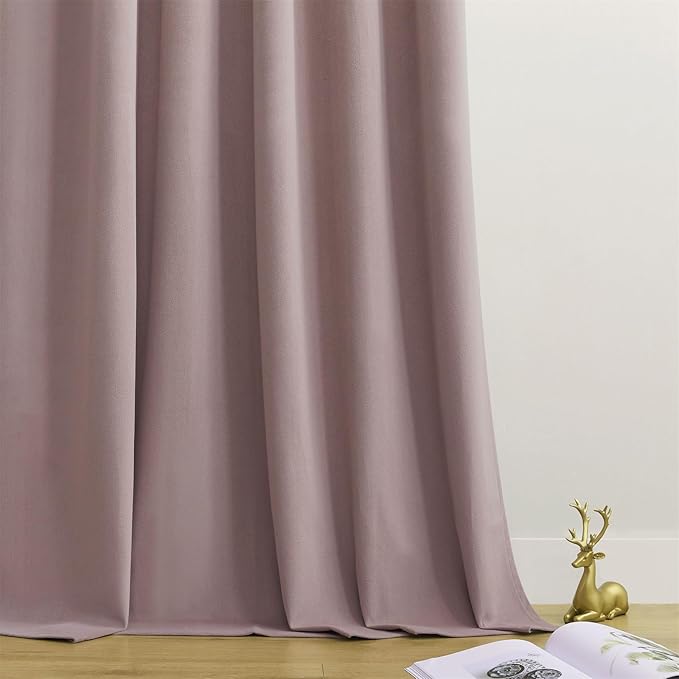 Joydeco Customized Curtains, 100% Blackout Curtains for Bedroom and Living Room, Heavy Duty Luxury Thermal Insulated Rose Pink Velvet Curtains Rod Pocket & Back Tab 1 Panel, Custom Size