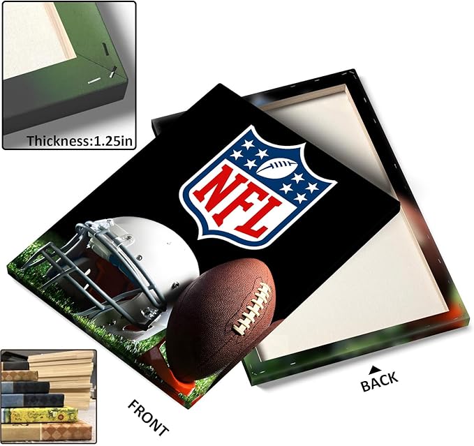 B.B.F MAKE American Football Canvas Wall Art Super Champions Bowl Poster Rugby Oil Painting Canvas Wall Decor Sports Picture Boys Gift Modern Bedroom Living Room Dorm Home Decoration, Framed 8x10inch