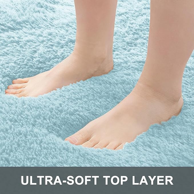 OLANLY 5x8 Machine Washable Large Area Rugs for Living Room, Bedroom, Soft Fluffy Shaggy Bedside Rug, Indoor Floor Carpet for Kids Girls and Boys, Dorms, Nursery, Home Decor Aesthetic, Light Blue