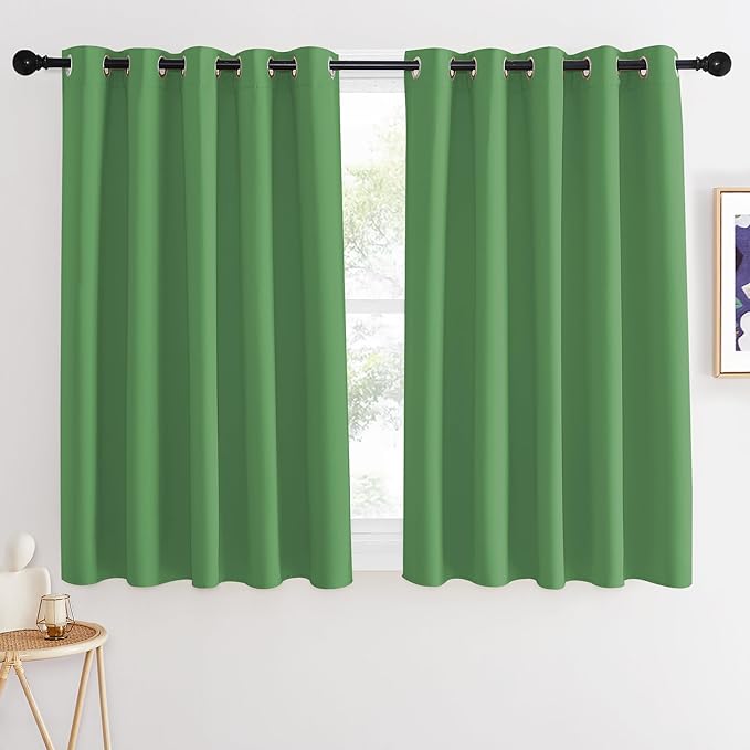 NICETOWN Blackout Curtains 54 Inches Long, Thermal Insulated Room Darkening Curtains for Bedroom, Window Treatment Drapes for Living Room Nursery (W66 x L54 Inch, Froest Green, 1 Panel)