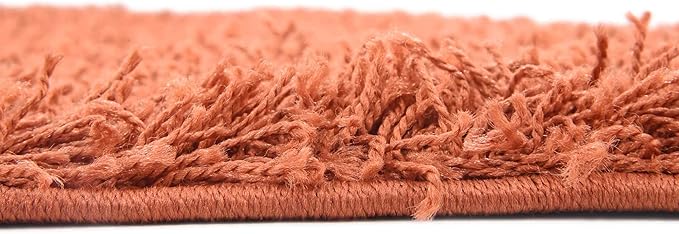 Unique Loom Solid Shag Collection Area Rug (8' Square, Terracotta)