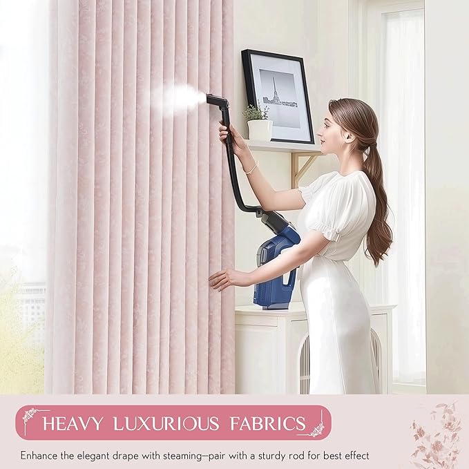 Beauoop Pink Floral Jacquard Blackout Curtains 96 Inches Long 2 Panels for Girls Bedroom Living Room Chenille Flower Room Darkening Thermal Insulated Soundproof Rod Pocket Back Tab Window Drapes 52x96
