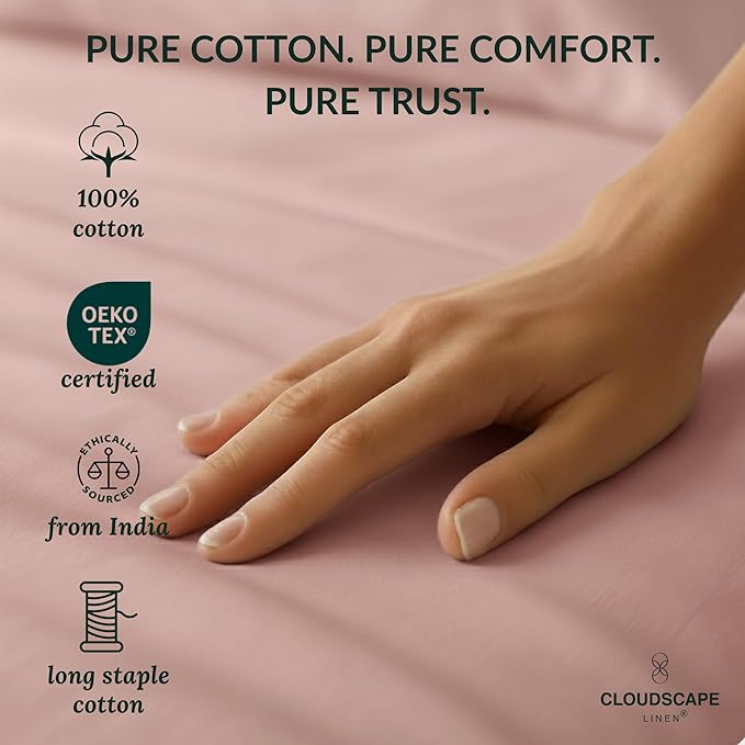 Cloud Scape Linen 100% Egyptian Cotton King Sheets Set – 400 Thread Count, 4-Piece Soft Hotel Quality Bedding Set,Deep Pockets up to 16”, Sepia Rose