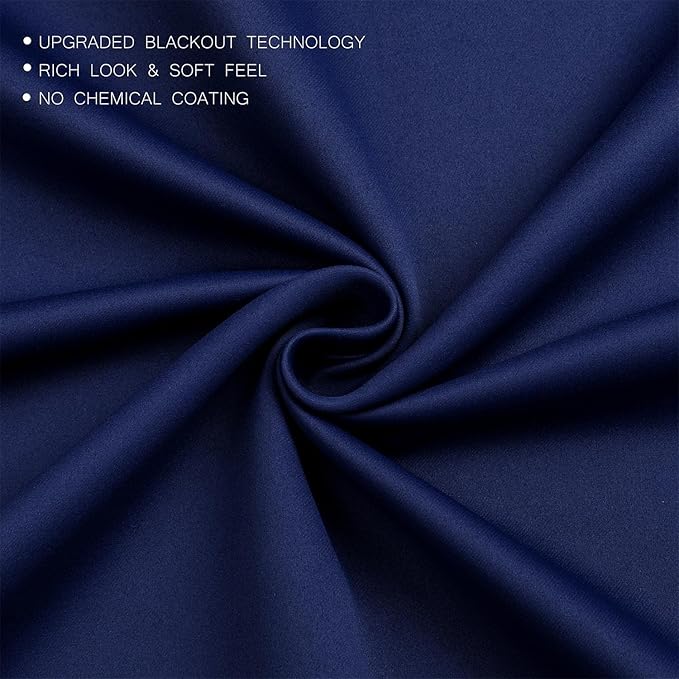 MIUCO Room Darkening Grommet Thermal Insulated Blackout Window Curtains Panels for Bedroom Set of 2 52x95 Inch Navy Blue, Bonus 2 Tie Backs Included
