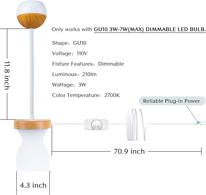 Solfres Patented Innovative Design Headboard Reading Light. No Drilling Book Light for Bedtime Reading. Dimmable LED Book Reading Lamp with Bulb. Movable & Flexible, Burlywood