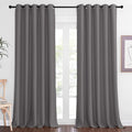 NICETOWN Blackout Grey Curtains Panel for Doorway Room Darkening - Noise Reducing Thermal Insulated Solid Ring Top Blackout Window Drapes for Farmhouse (1 Panel, 66 x 90 Inch, Gray)
