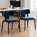 Kidol & Shellder Dining Chairs Set of 2,Modern Upholstered Fabric Dining Room Chairs with Curved Barrel Back,Armless Kitchen Chairs with Metal Legs and Padded Seat for Living Room and Bedroom Blue