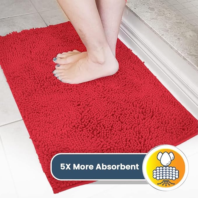 Muddy Mat® Original Dog Door Mat for Muddy Paws, Super Absorbent Microfiber, Non-Slip Washable Pet Rug, Quick Dry Chenille Entryway Carpet, Machine Washable Indoor Outdoor mat, Red 48"x60"