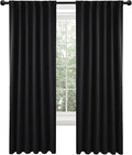 Deconovo Blackout Curtains 84 Inches Long, Black Blackout Curtains for Bedroom - 2 Panels, 52x84 Inch, Room Darkening Curtains for Living Room, Back Tab and Rod Pocket Black Curtains
