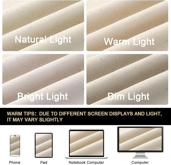 PrinceDeco 100% Blackout Curtains 108 Inches Long 2 Panels Set for Bedroom Living Room Farmhouse Style Keep Warm Large Window Draperies 108 inches Length with Thermal Insulated Liners，Bleached Sand