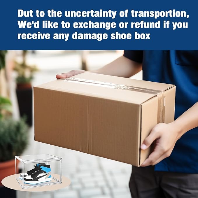 Size 14 Acrylic Sneaker Shoe Display Case, Transparent Shoe Box Storage Bins Clear Plastic Stackable Boot Handbag Organizer Containers with Lids for Shoes, Figure, Collectible, Purse, 1Pack