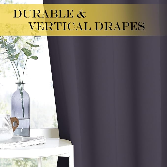 NICETOWN Blackout Patio Curtains 100 x 95 Inches Long for Sliding Door Extral Wide Blackout Curtain Panels Thermal Insulated Room Divider - Grommet Top, 100" W x 95" L, 1 Panel, Greyish Purple