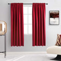 DONREN Christmas Festival Red Blackout Curtains - Set of 2 Thermal Insulated Rod Pocket Curtain Panels for Bedroom(42 W x 63 L)