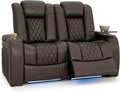 Seatcraft Diamante Zero-Gravity CoolZero Italian Leather Home Theater Seating, Power Headrest, Power Recline, Row of 2 Loveseat, Brown