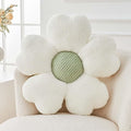 Kcvvcr Flower Throw Pillow, Cute Flower Shaped Pillow Decorative Throw Pillow for Bed Couch, Soft Daisy Pillows Floor Seating Cushion Cushions (19.6 Inch White+Green)